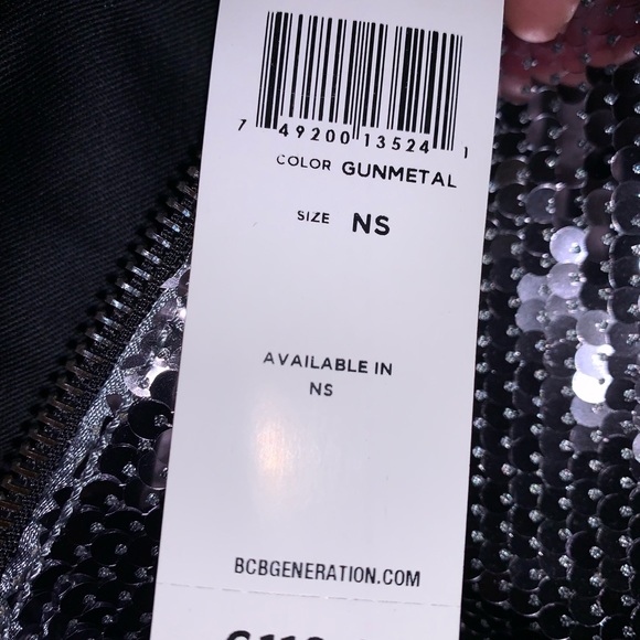 NWT BCBGeneration Silver Sequined Clutch - Picture 5 of 10